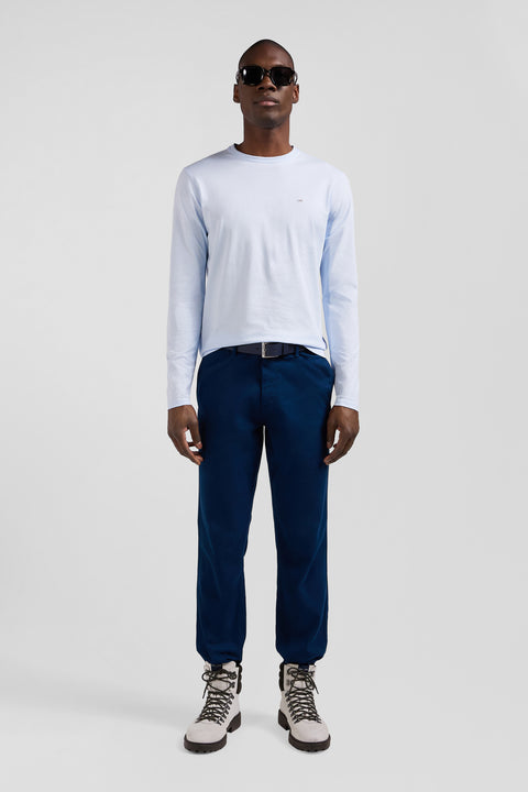 Regular sky blue long-sleeved cotton T-shirt - Image 1