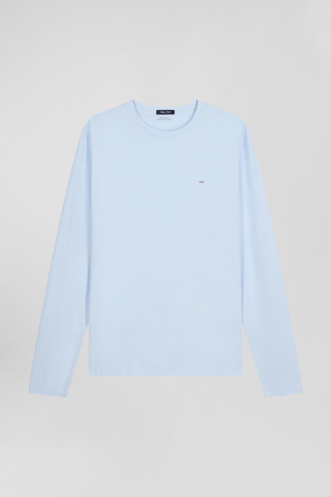 Regular sky blue long-sleeved cotton T-shirt - Image 2