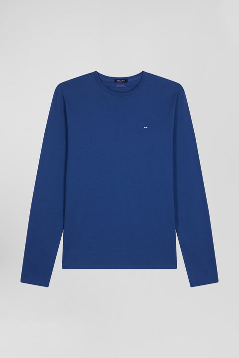 Regular blue long-sleeved cotton T-shirt - Image 2