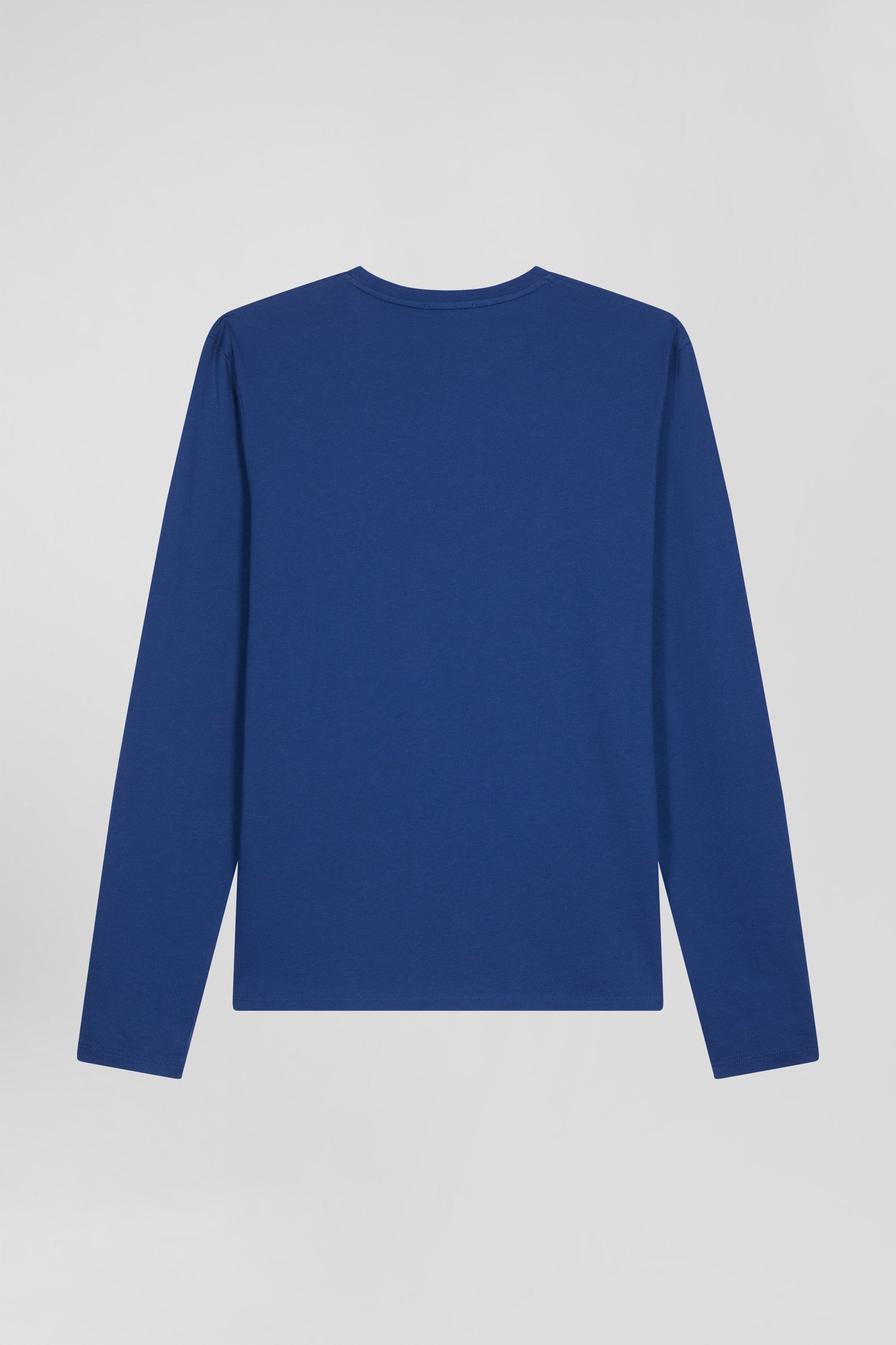 Regular blue long-sleeved cotton T-shirt