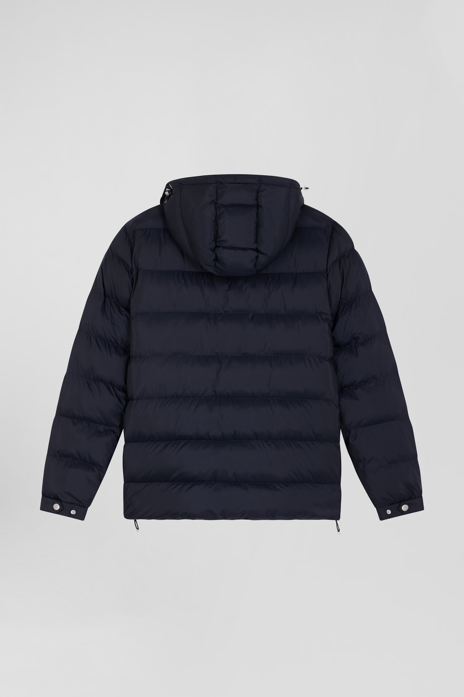 Navy blue short nylon parka