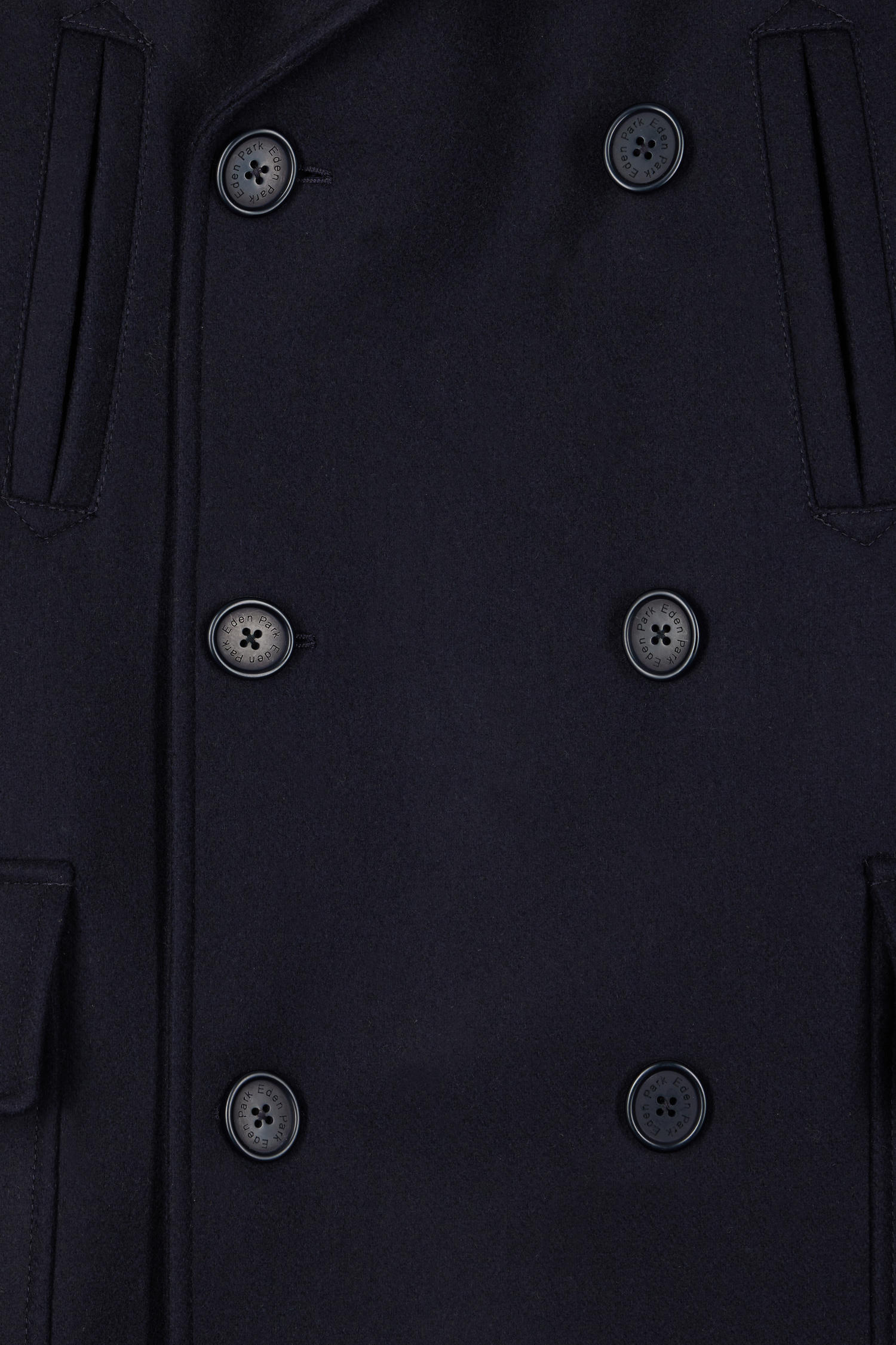 Manteau à double boutonnage en laine mélangée bleu marine