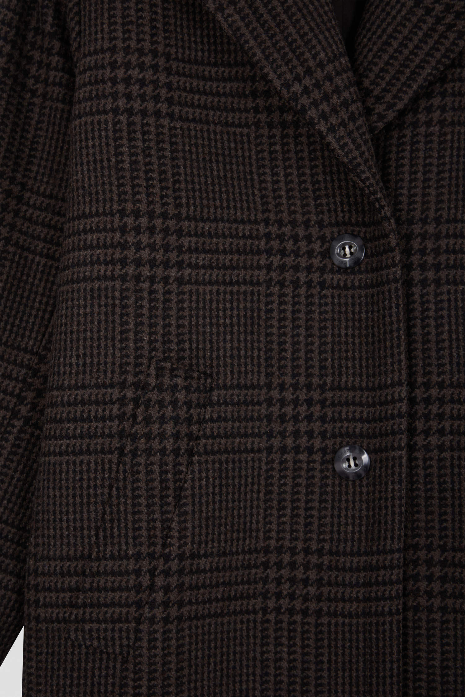 Regular brown checkered wool blend coat