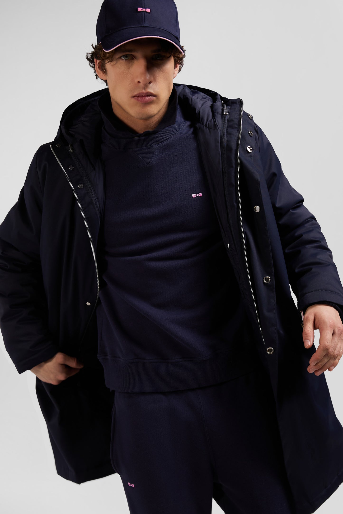 Parka et doudoune 2-en-1 en nylon bleu marine