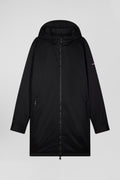 Parka longue à capuche en nylon noir