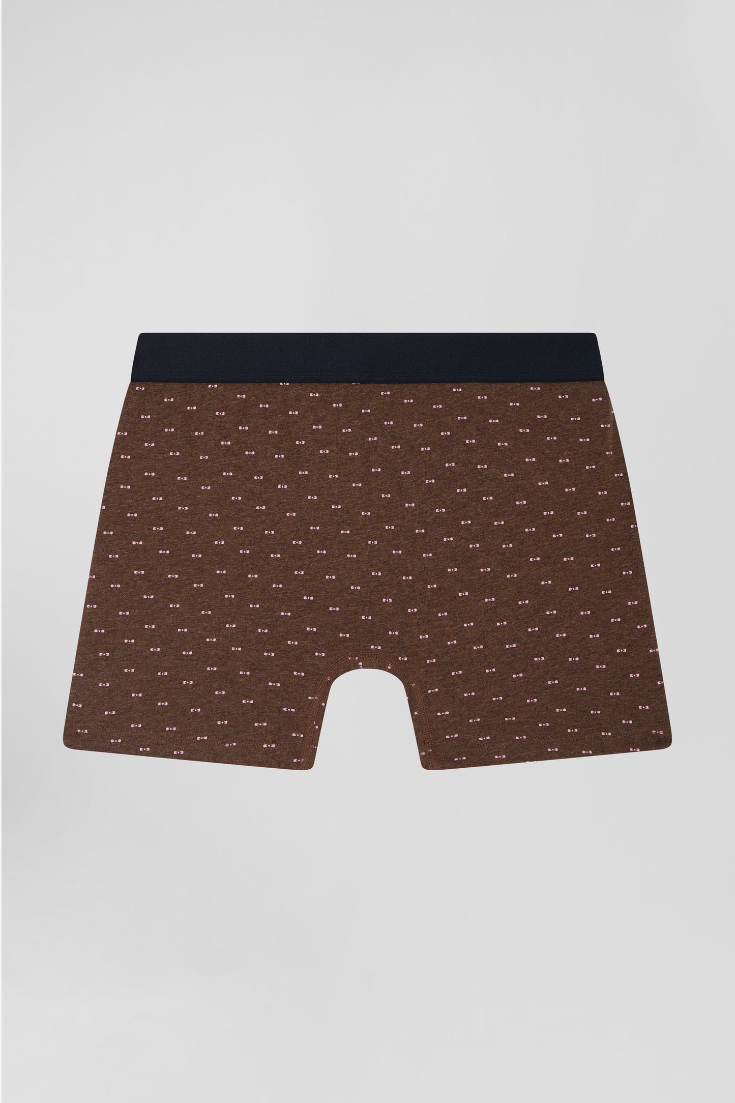 Boxer à micro motifs nœud papillon marron et rose en coton stretch