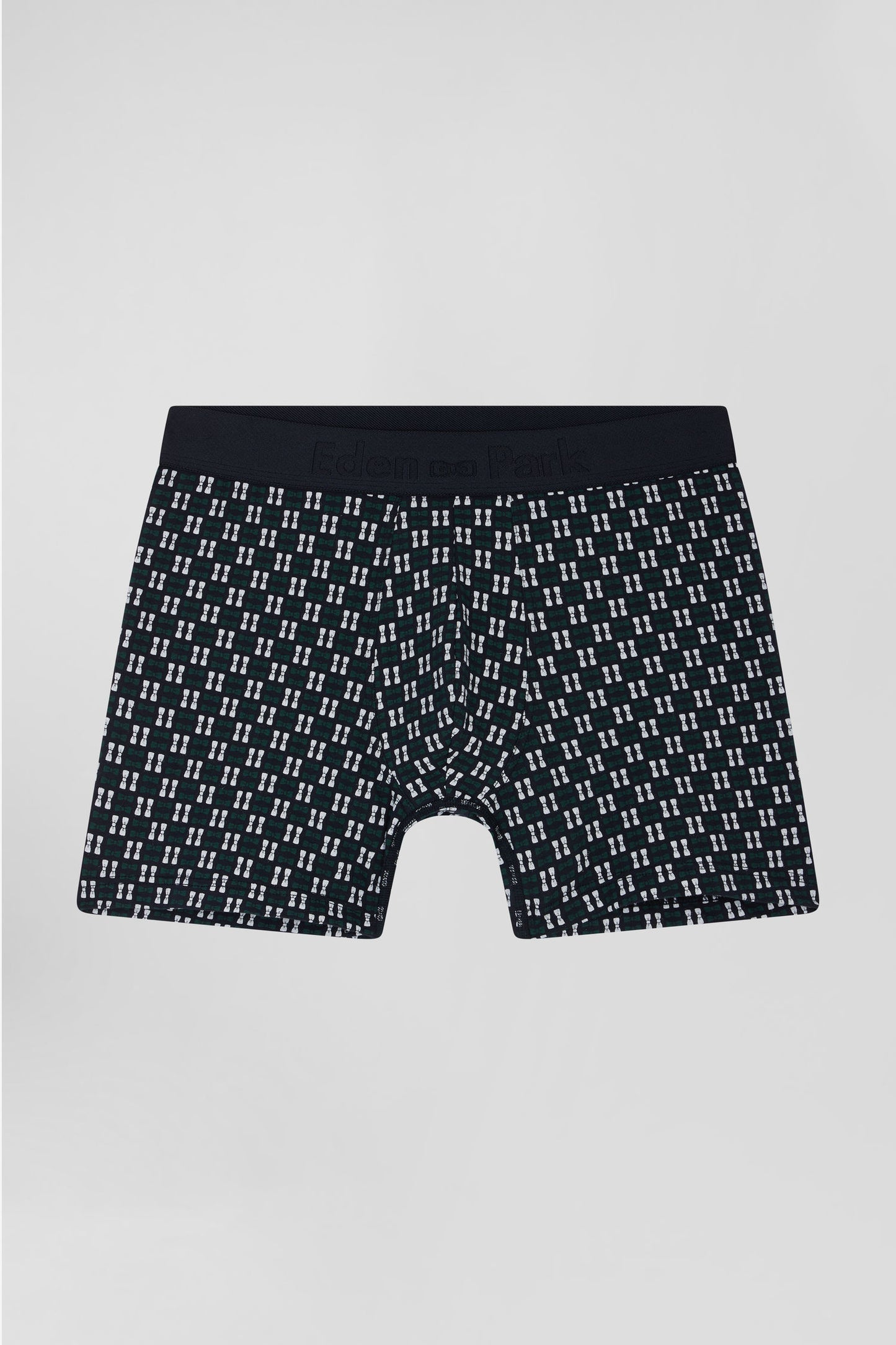 Green stretch cotton boxers with micro patterns