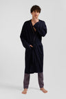 Navy cotton terry bathrobe