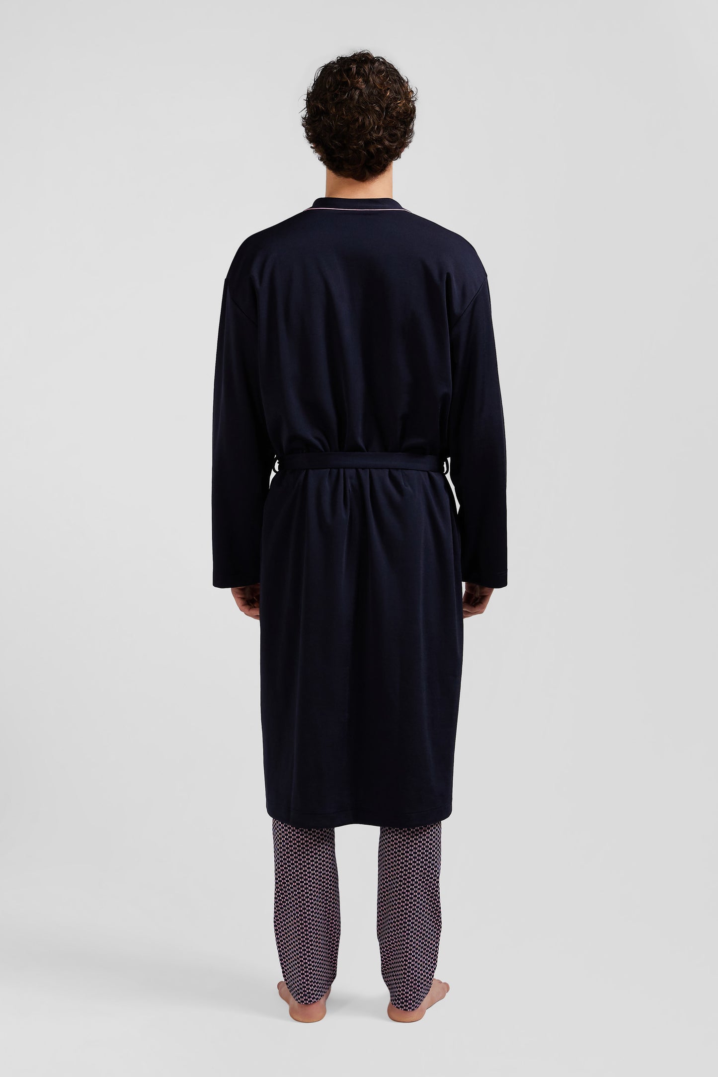Navy cotton terry bathrobe