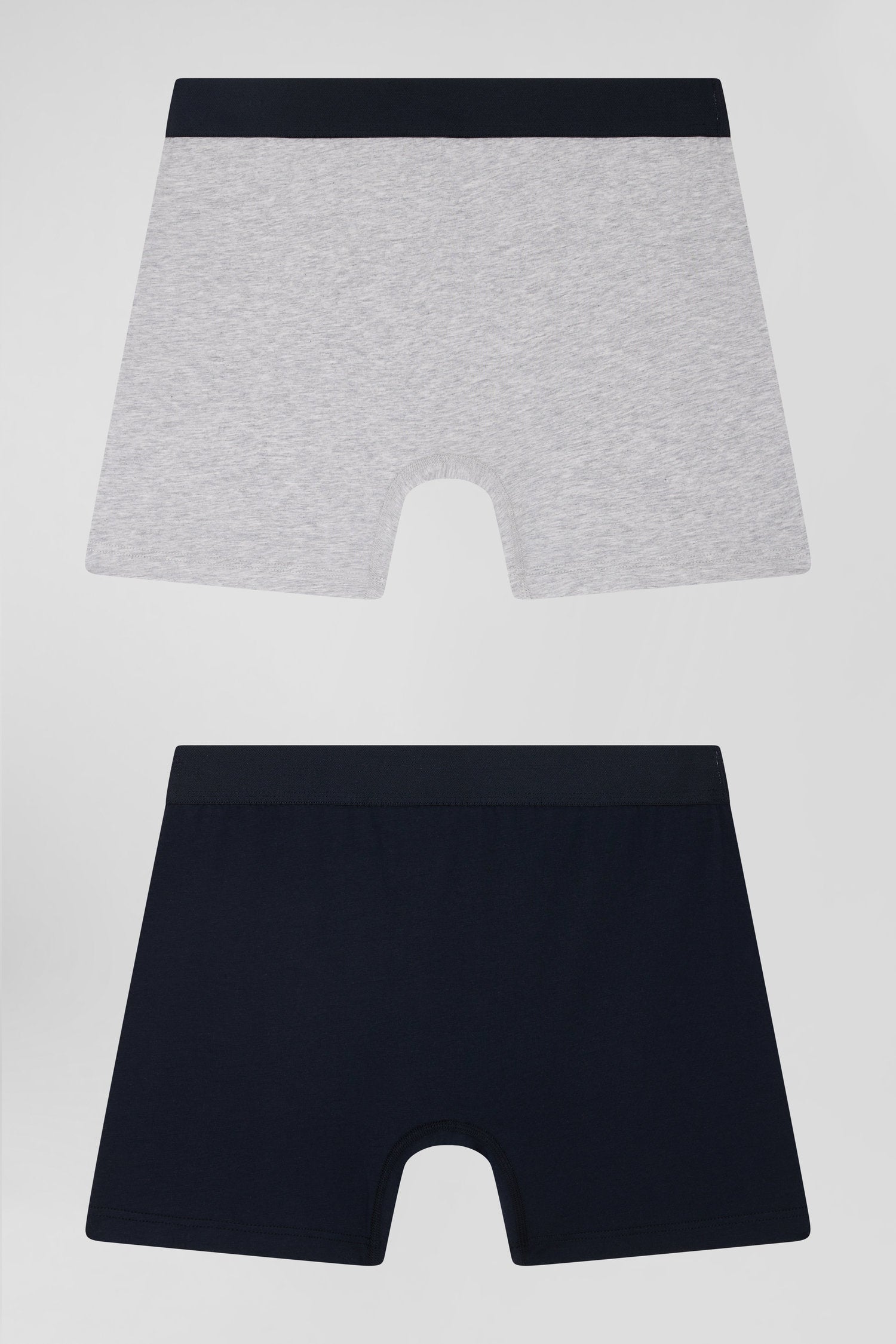 Set of 2 navy blue and grey stretch cotton boxers