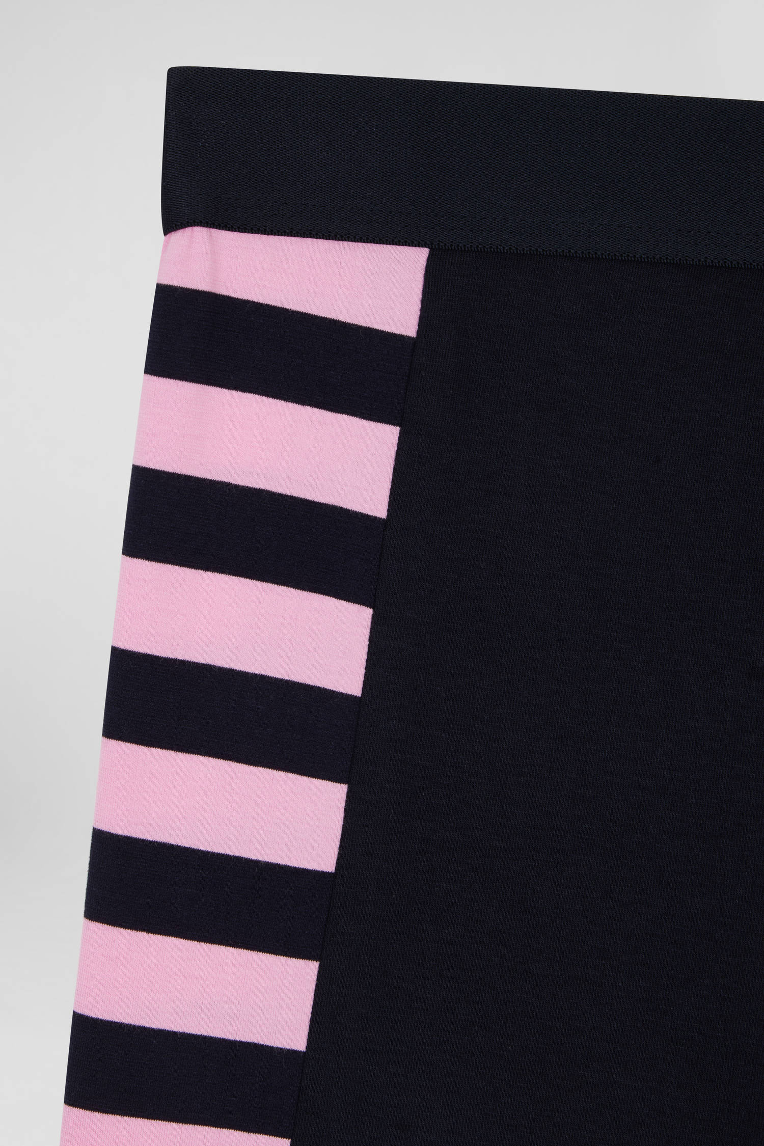 Set of 2 navy blue stretch cotton boxers with pink stripes