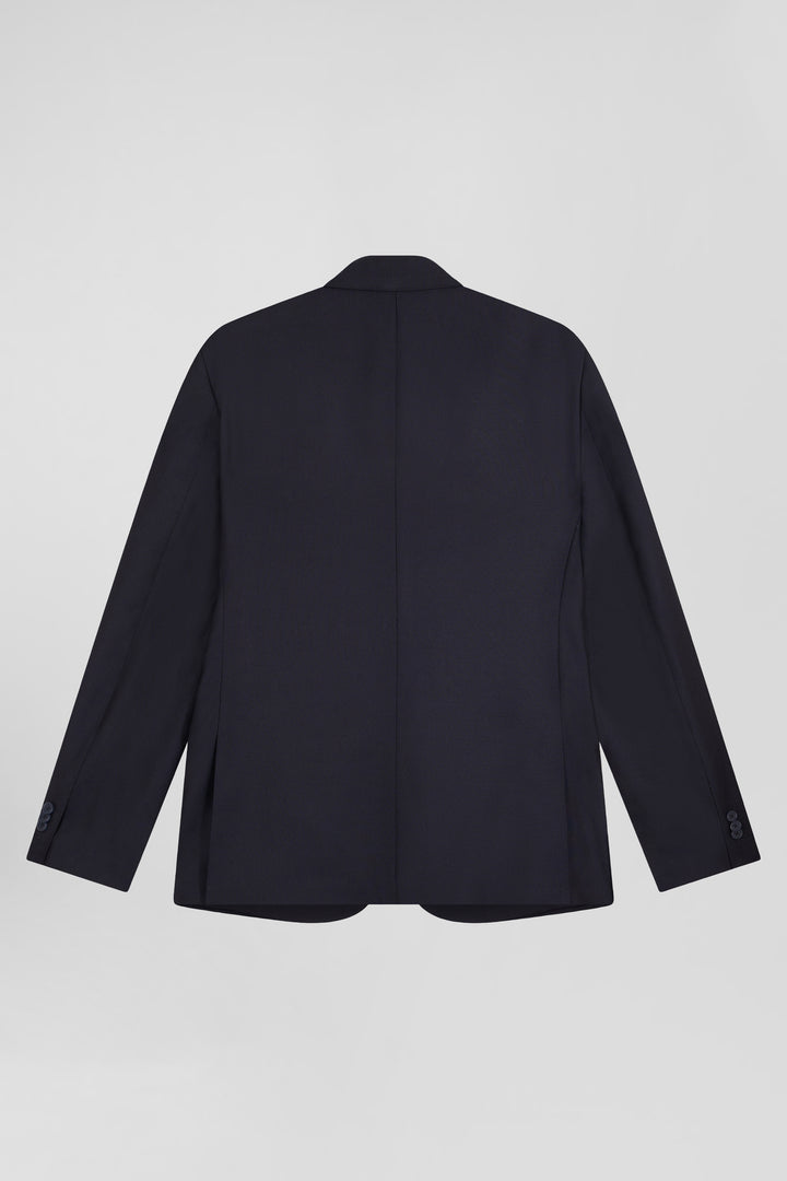 Veste blazer en laine bleu marine et doublure cerclée coupe Modern