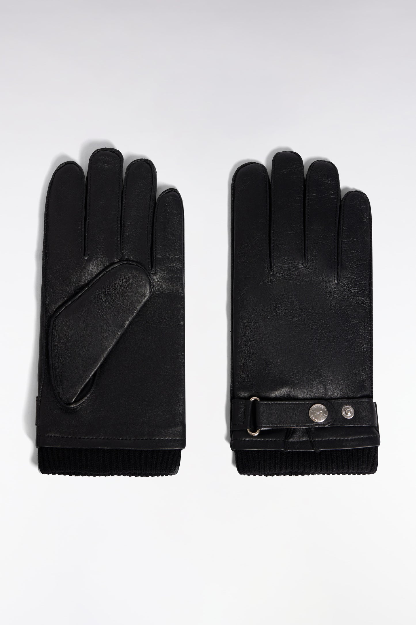 Black leather gloves