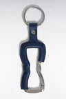 Bow tie keyring in navy leather and silver-plated metal
