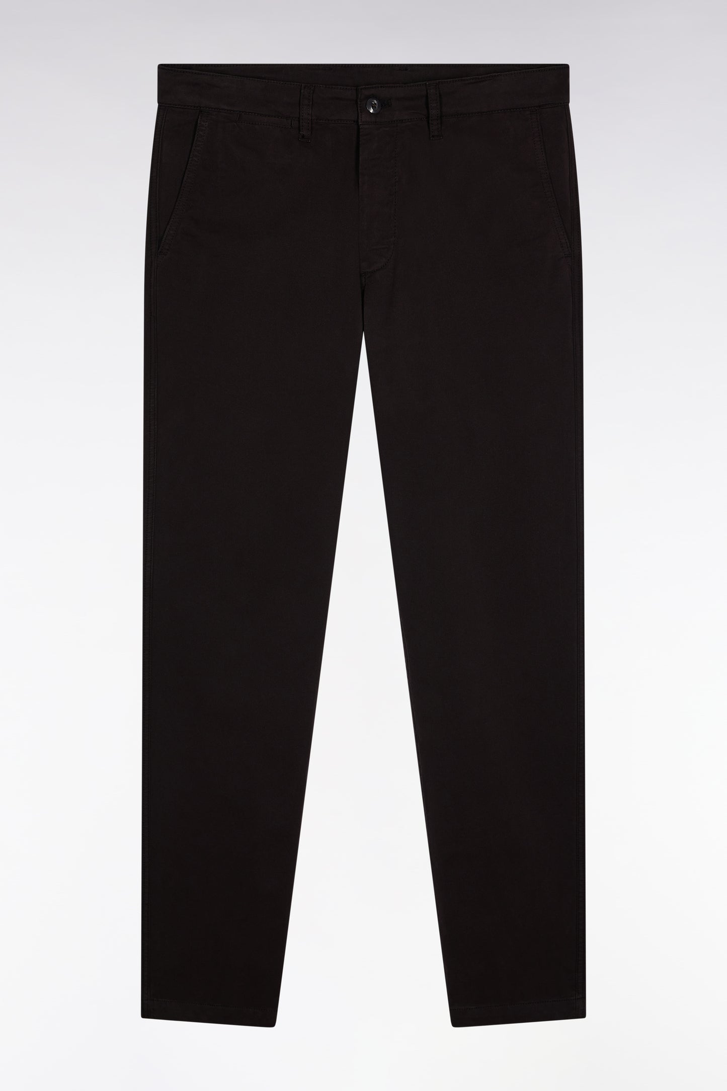 Pleatless chino pants in brown stretch cotton