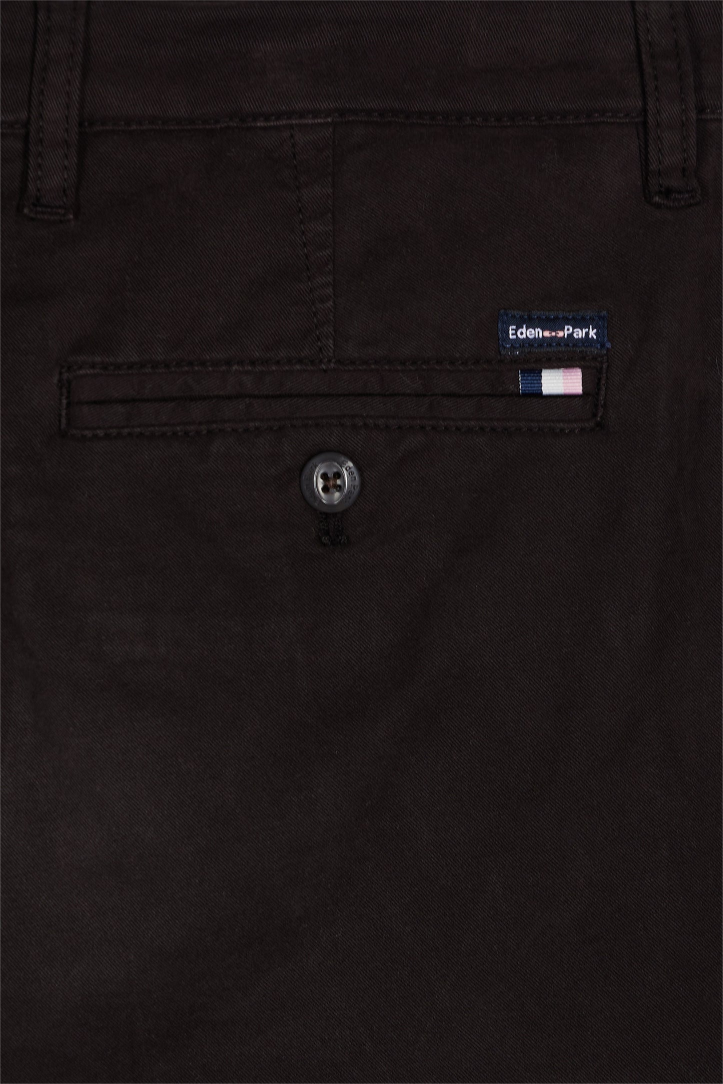 Pleatless chino pants in brown stretch cotton