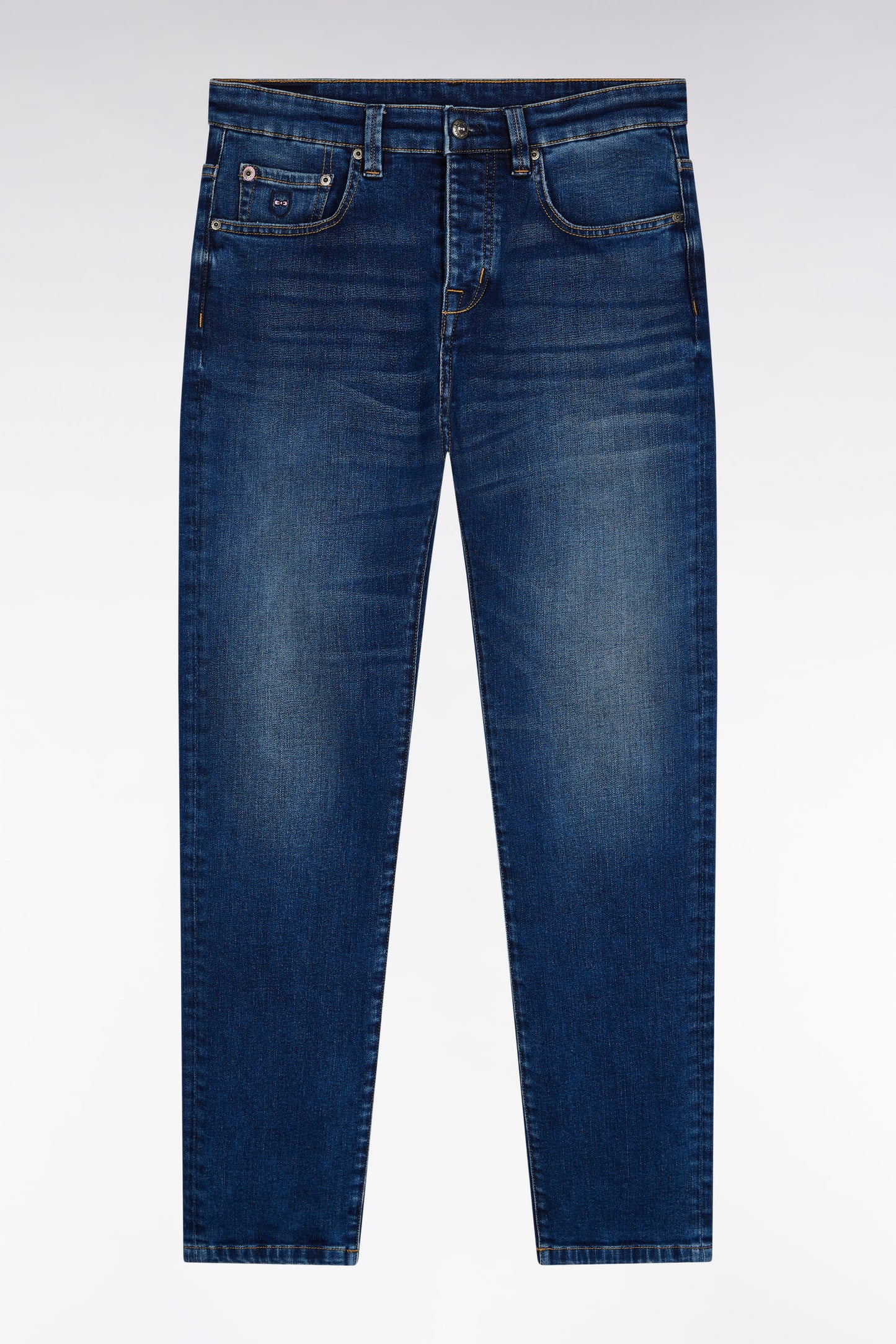 Blue stretch denim 5-pocket slim fit jeans