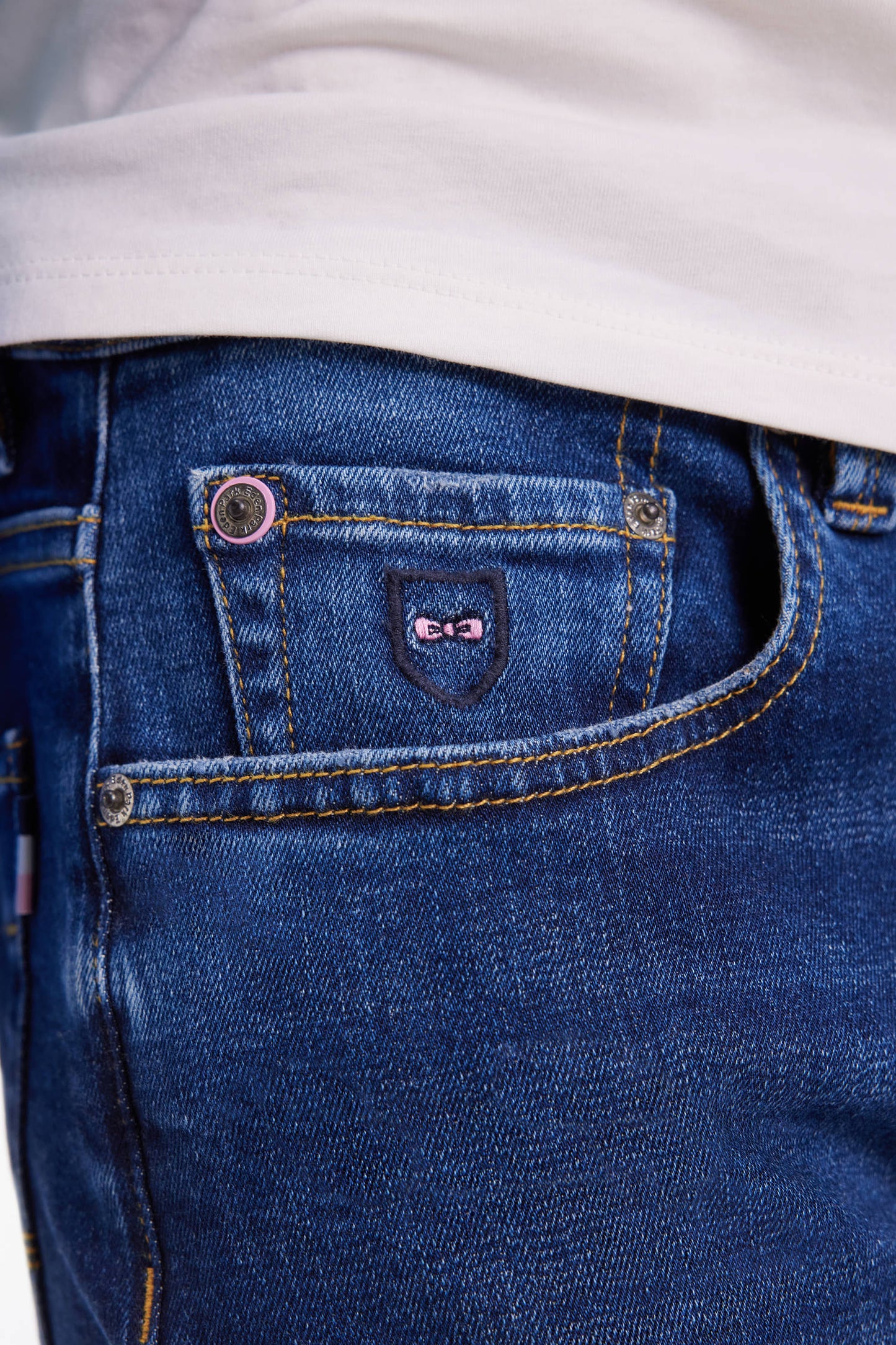 Blue stretch denim 5-pocket slim fit jeans