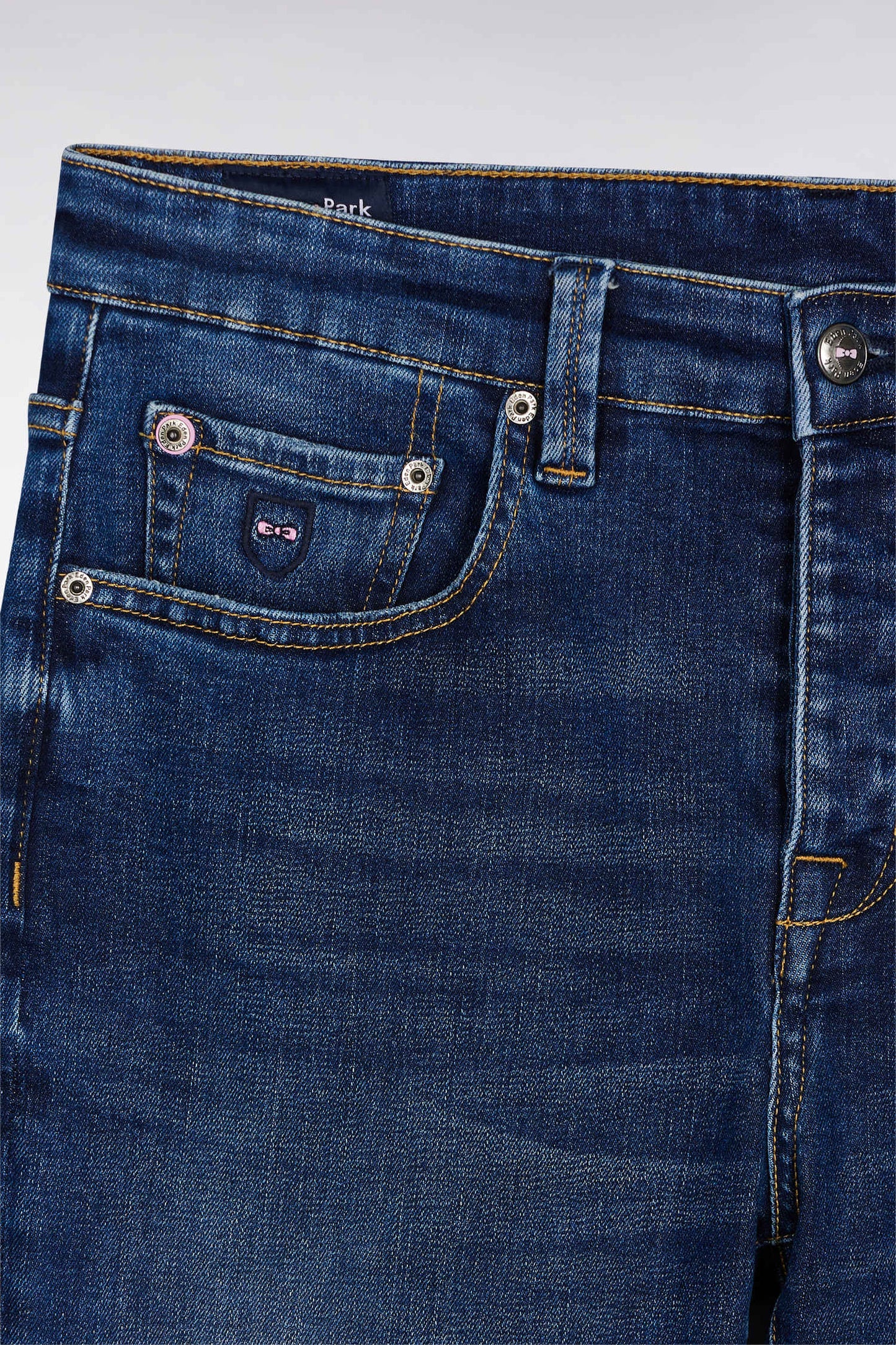Blue stretch denim 5-pocket slim fit jeans