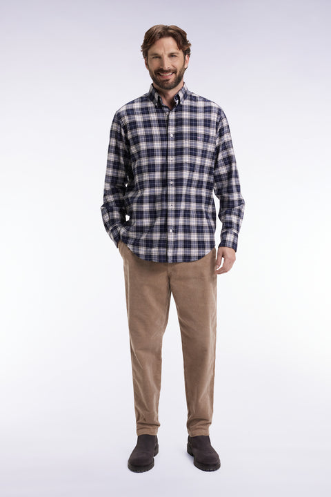 Elasticated-waist corduroy pants in beige Modern cut - Image 1