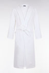 White cotton terry blend hooded bathrobe