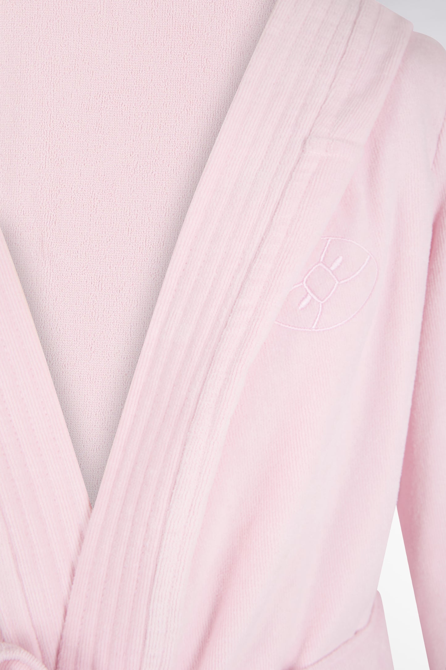 Hooded bathrobe in pink cotton terry blend