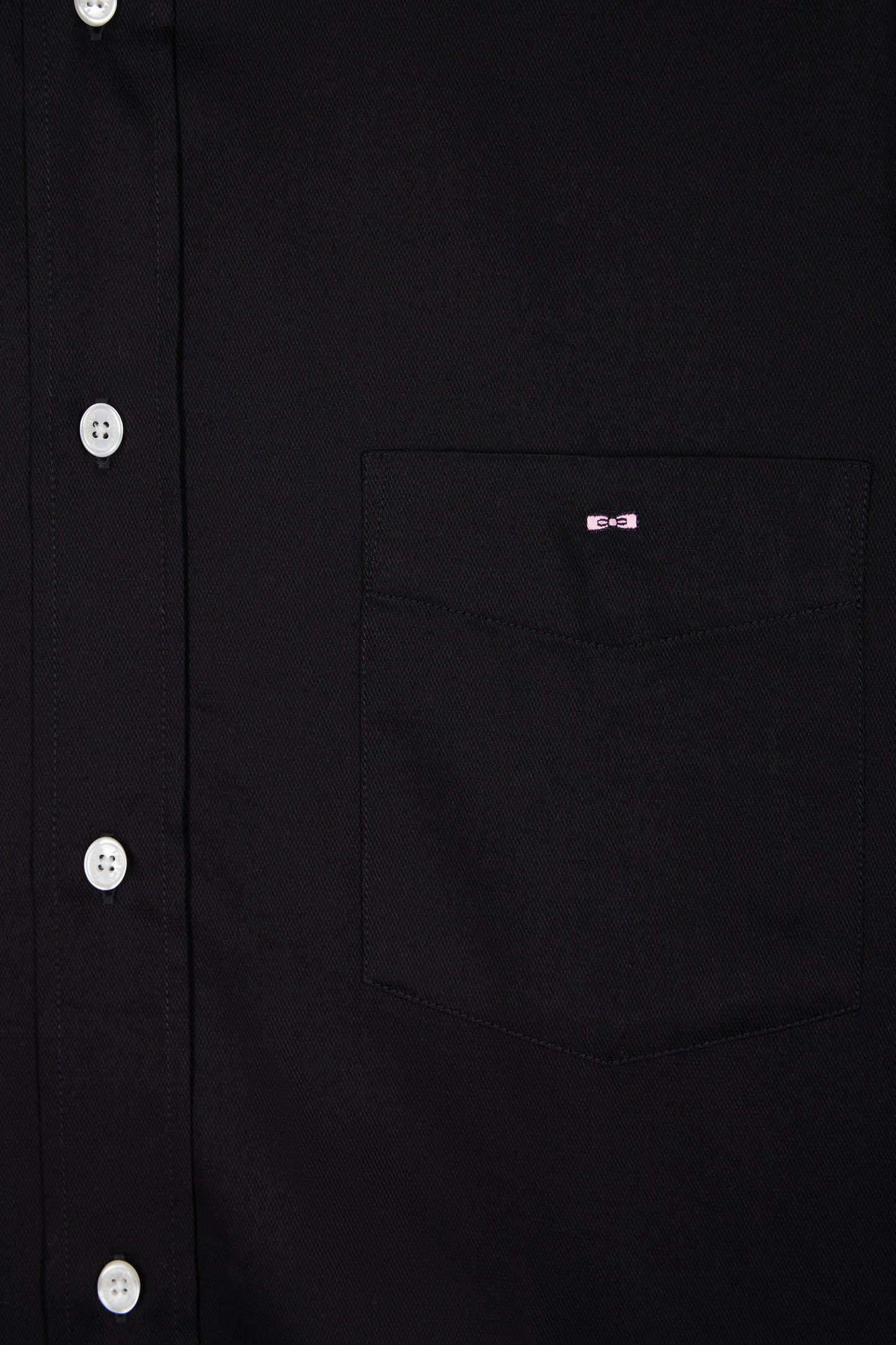 Black piqué cotton straight-cut shirt