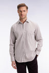 Striped shirt in beige stretch organic Pima cotton
