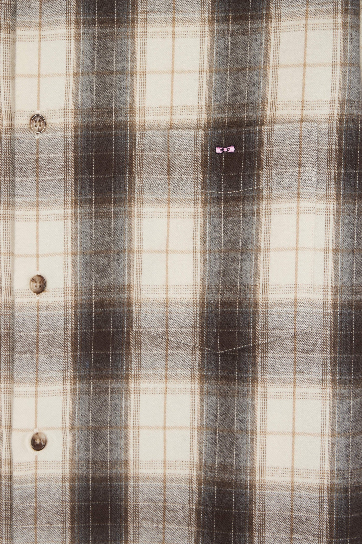 Japanese cotton beige straight-cut check shirt
