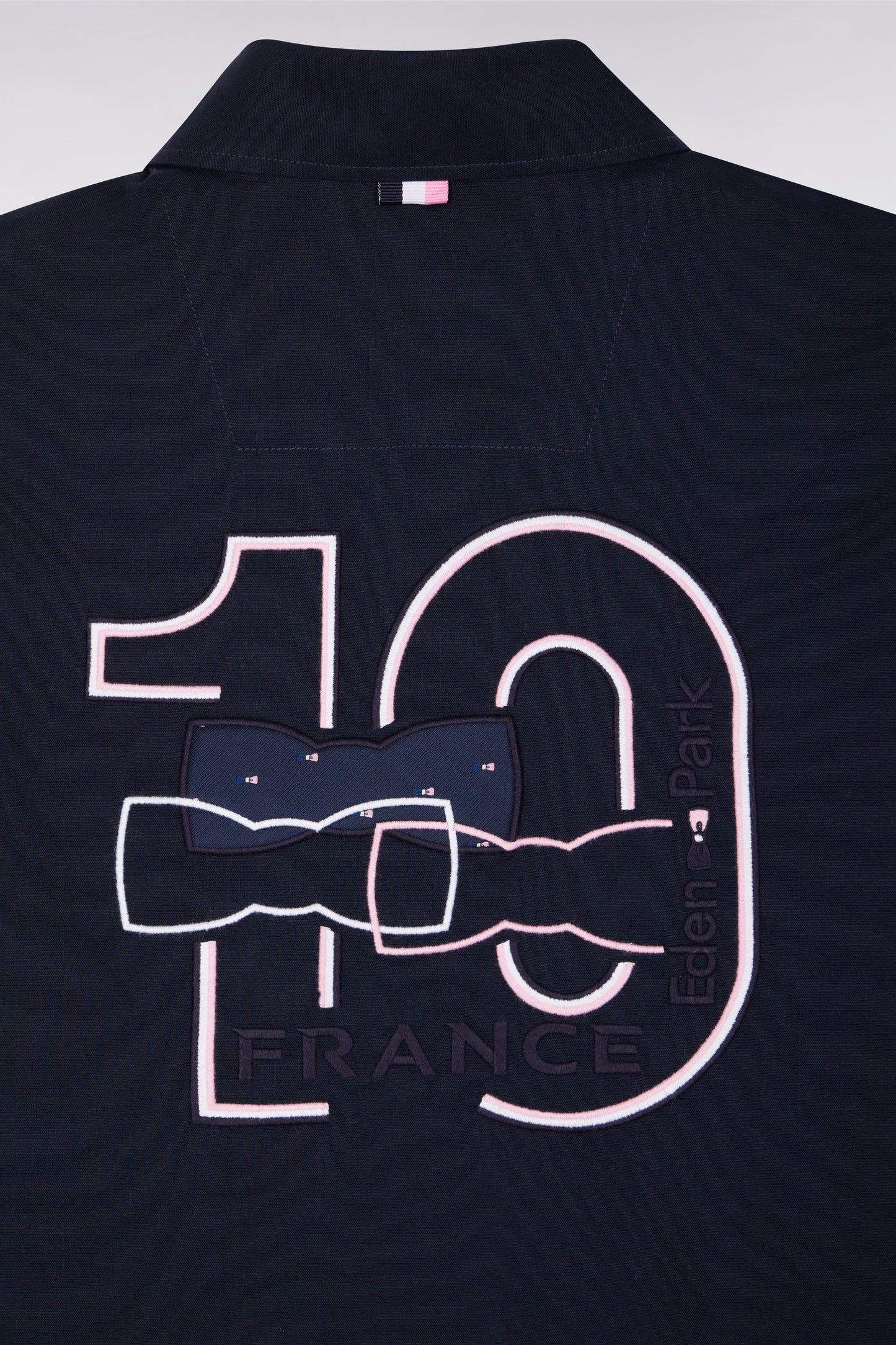 Navy cotton shirt with XV de France embroidery, straight cut