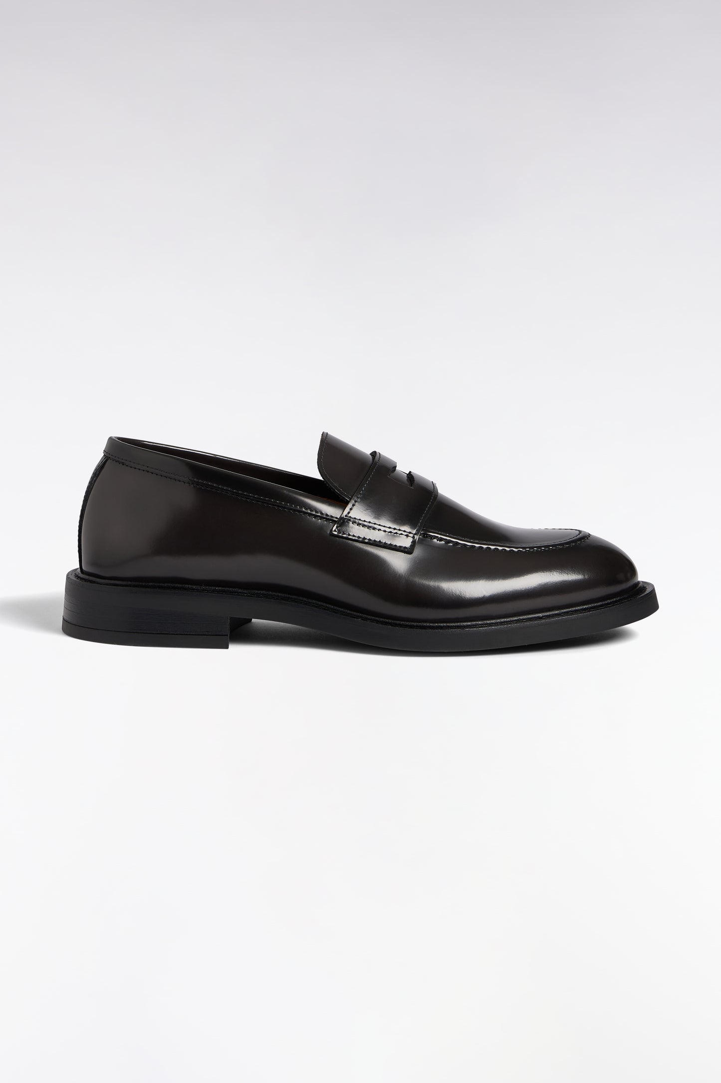 Black glacé leather loafers