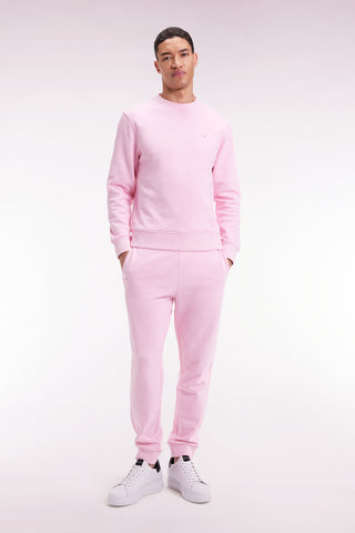 Pink brushed fleece jogging suit, straight cut
