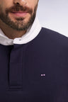 Long-sleeved jersey in navy Pima cotton jersey, straight cut