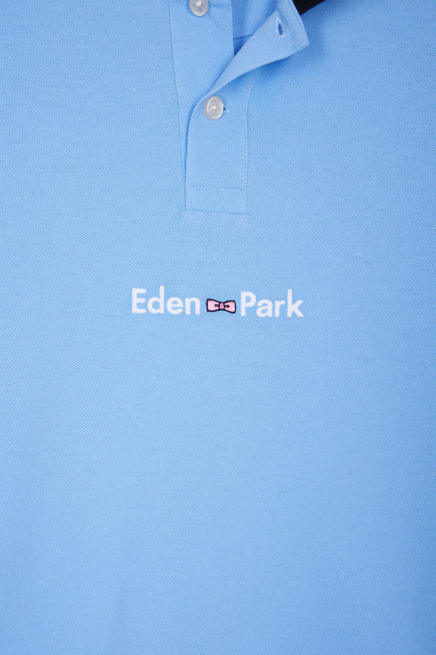 Long-sleeved polo shirt in two-tone cotton piqué with sky blue Eden Park logo