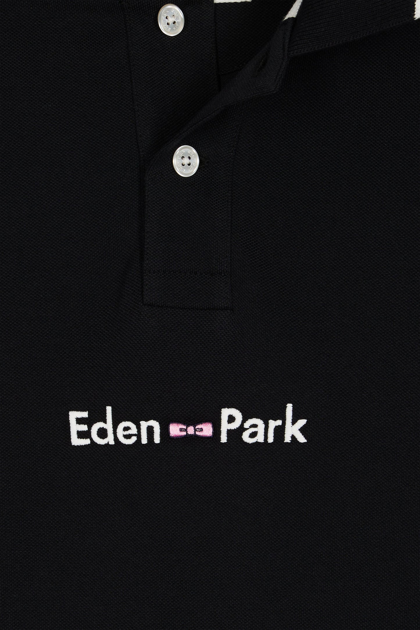 Long-sleeved polo shirt in two-tone cotton piqué with white Eden Park logo