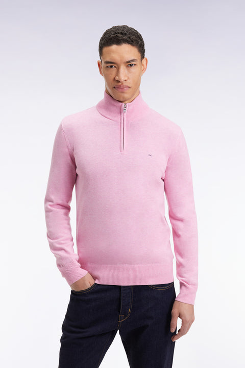 Pink wool and cotton trucker-neck sweater - Image 3
