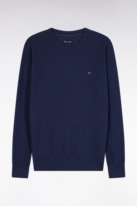 Pull col rond en coton nid d'abeille marine - Image 2