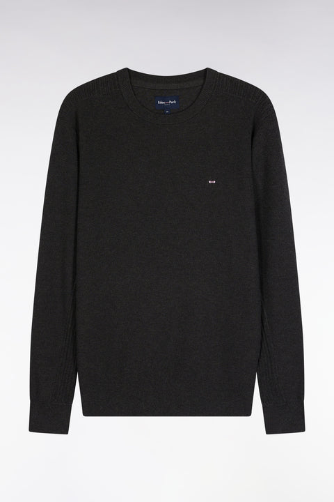 Pull col rond en coton nid d'abeille gris foncé - Image 2