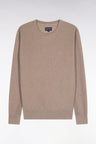 Pull col rond en coton nid d'abeille marron