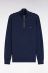 Pull col camionneur en coton nid d'abeille marine