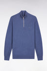 Pull col camionneur en coton nid d'abeille bleu