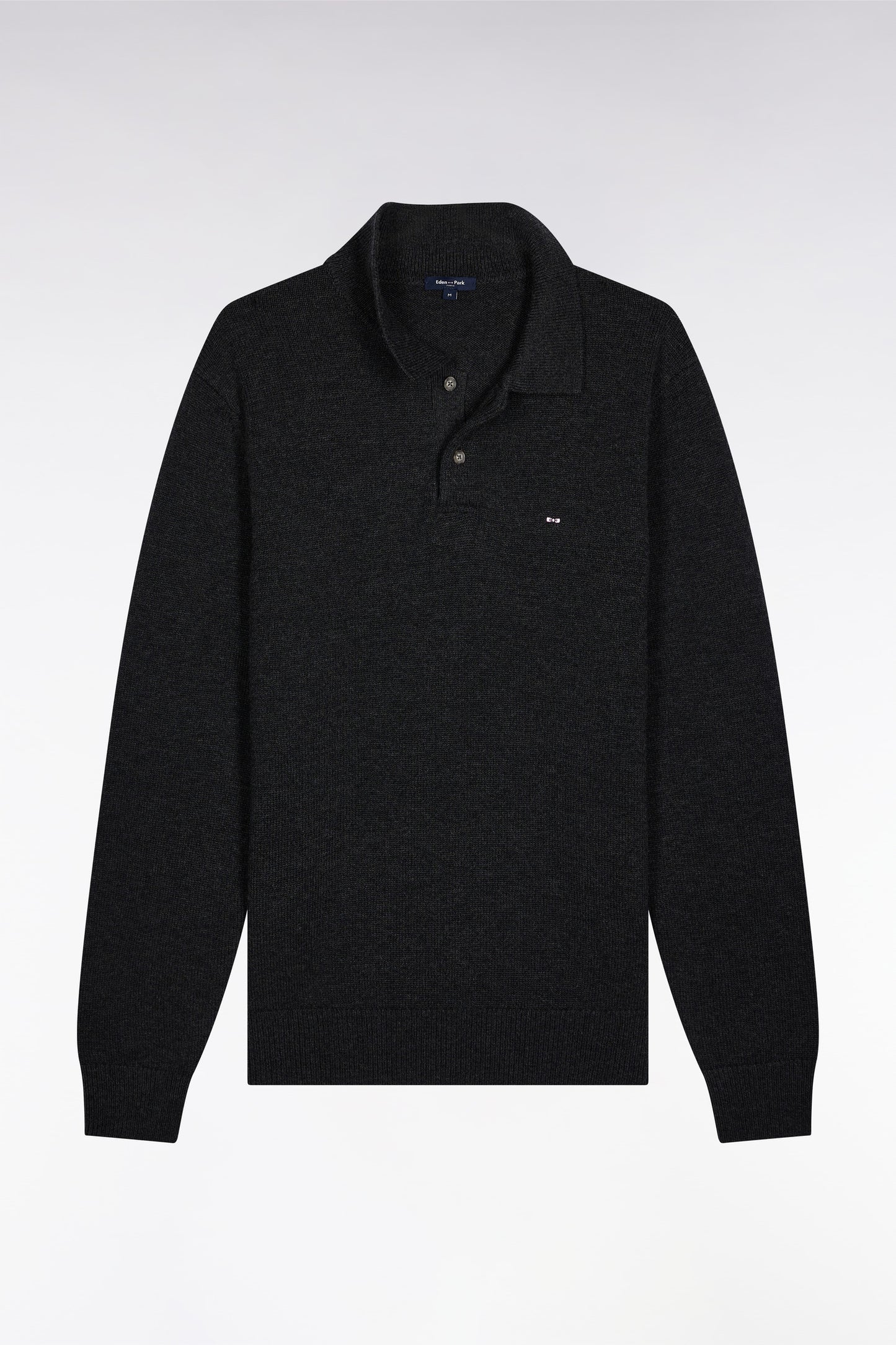 Thick jersey-neck sweater in grey wool and cotton