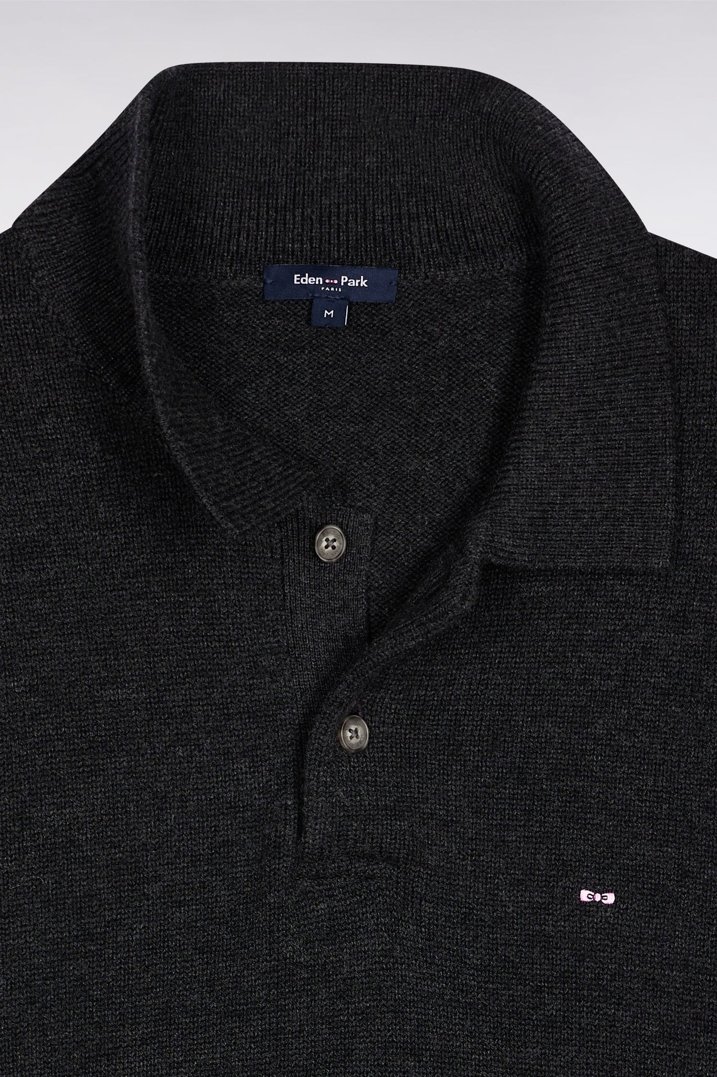 Thick jersey-neck sweater in grey wool and cotton