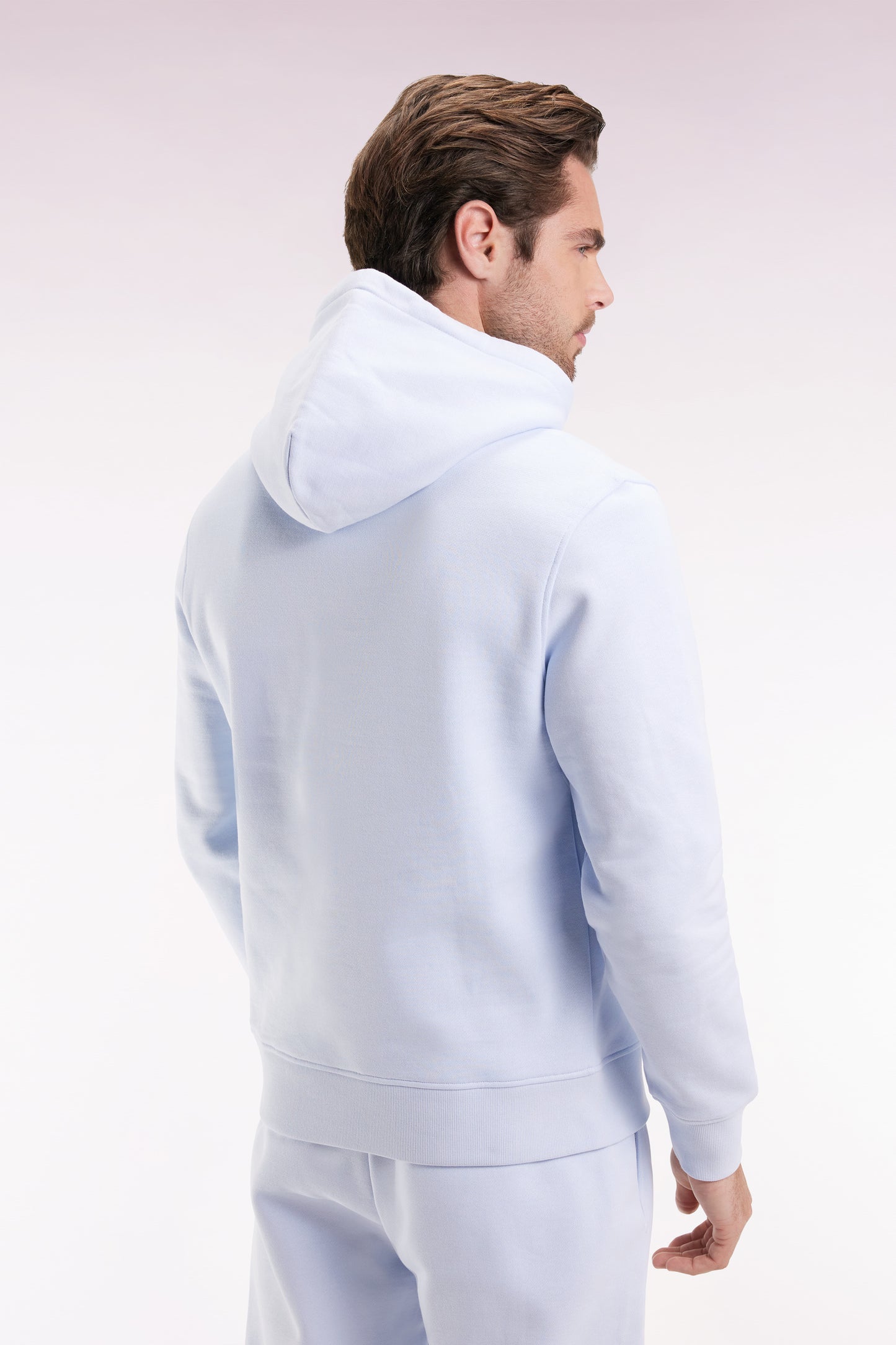 Sweatshirt à capuche en coton ciel coupe droite