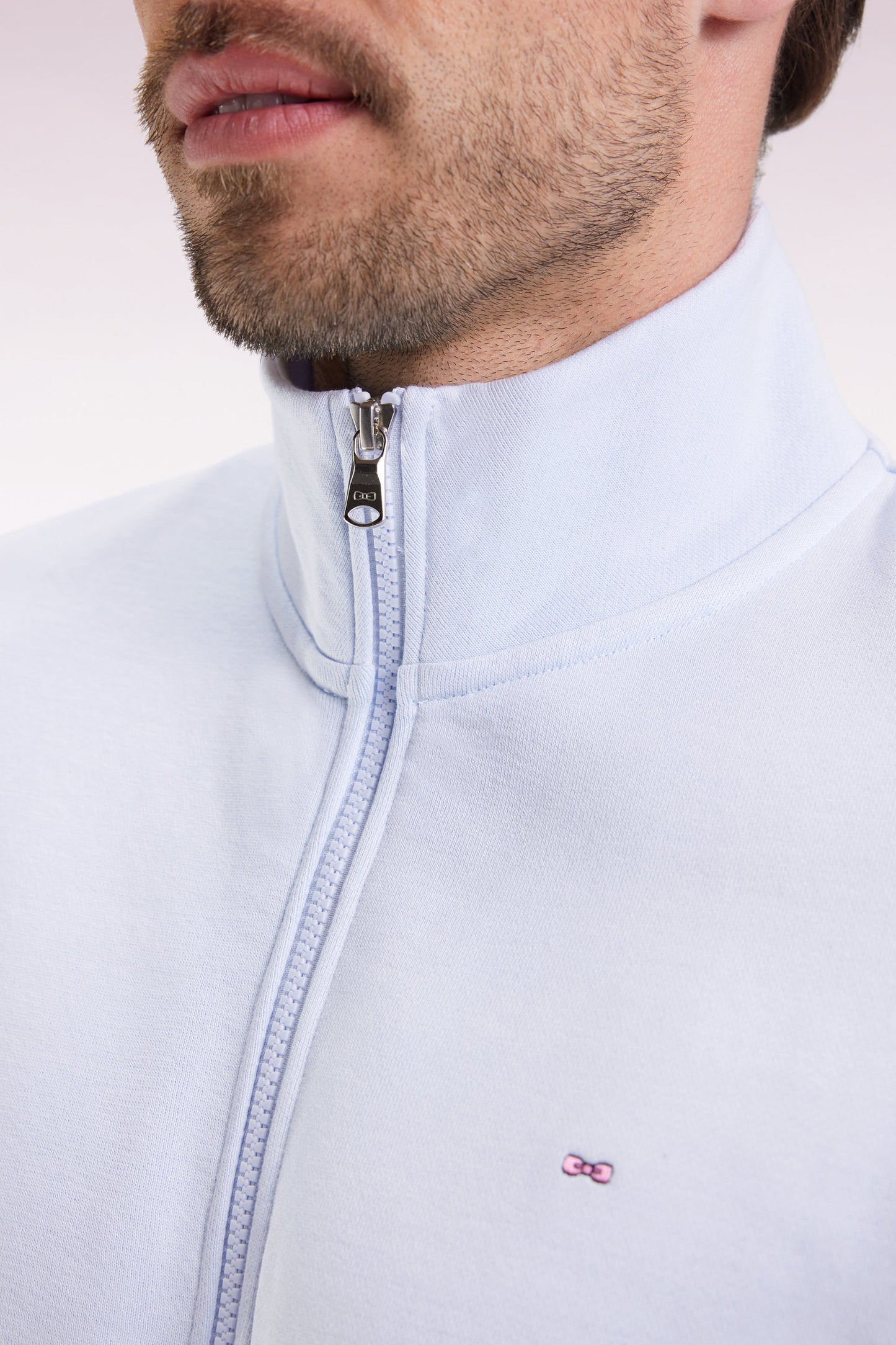 Zip-up sweatshirt in straight-cut sky cotton