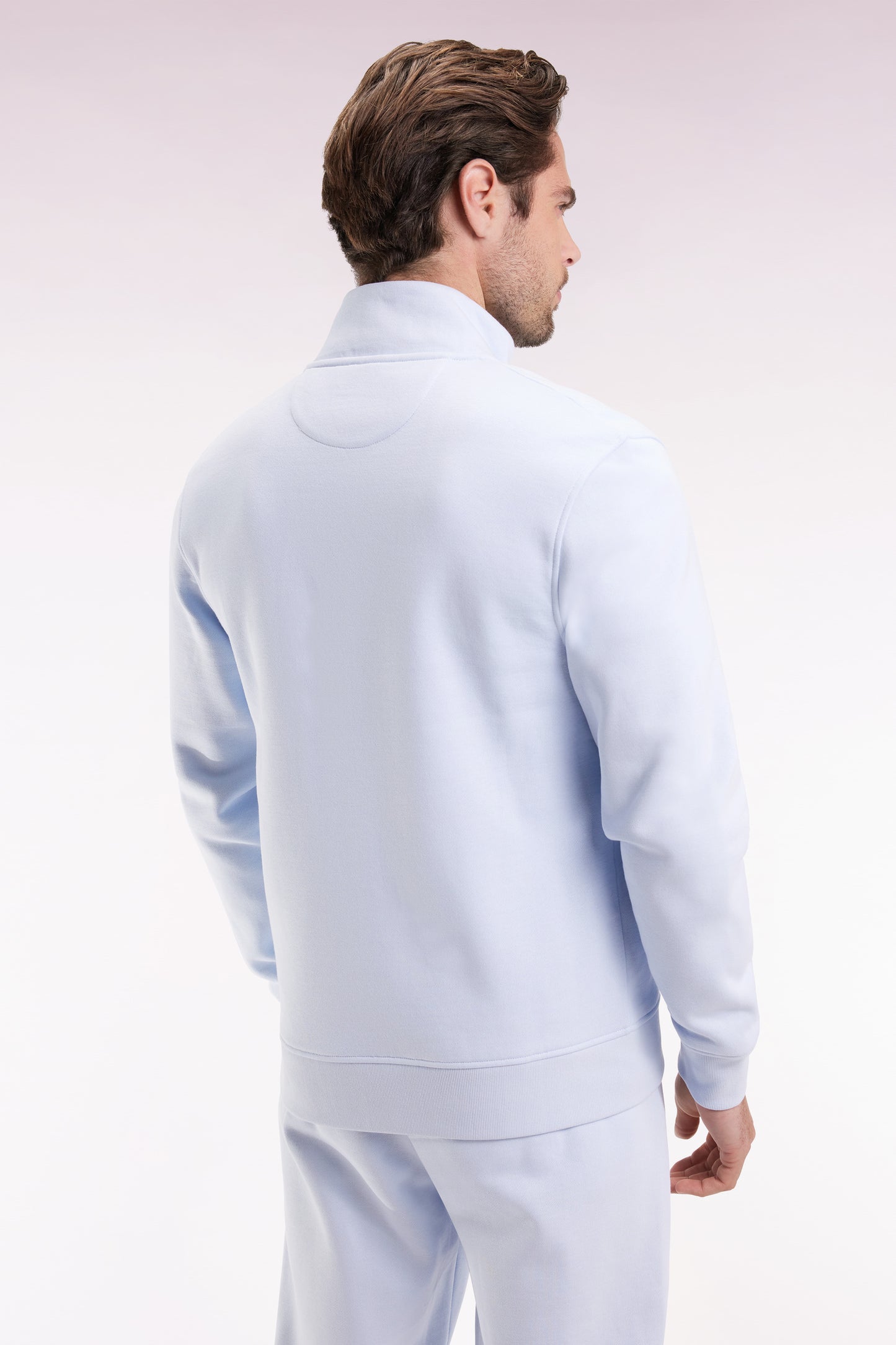 Zip-up sweatshirt in straight-cut sky cotton