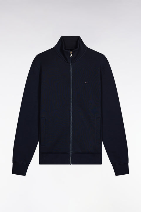 Sweatshirt zippé en coton marine coupe droite - Image 2