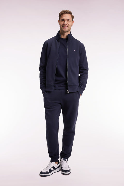 Sweatshirt zippé en coton marine coupe droite - Image 3