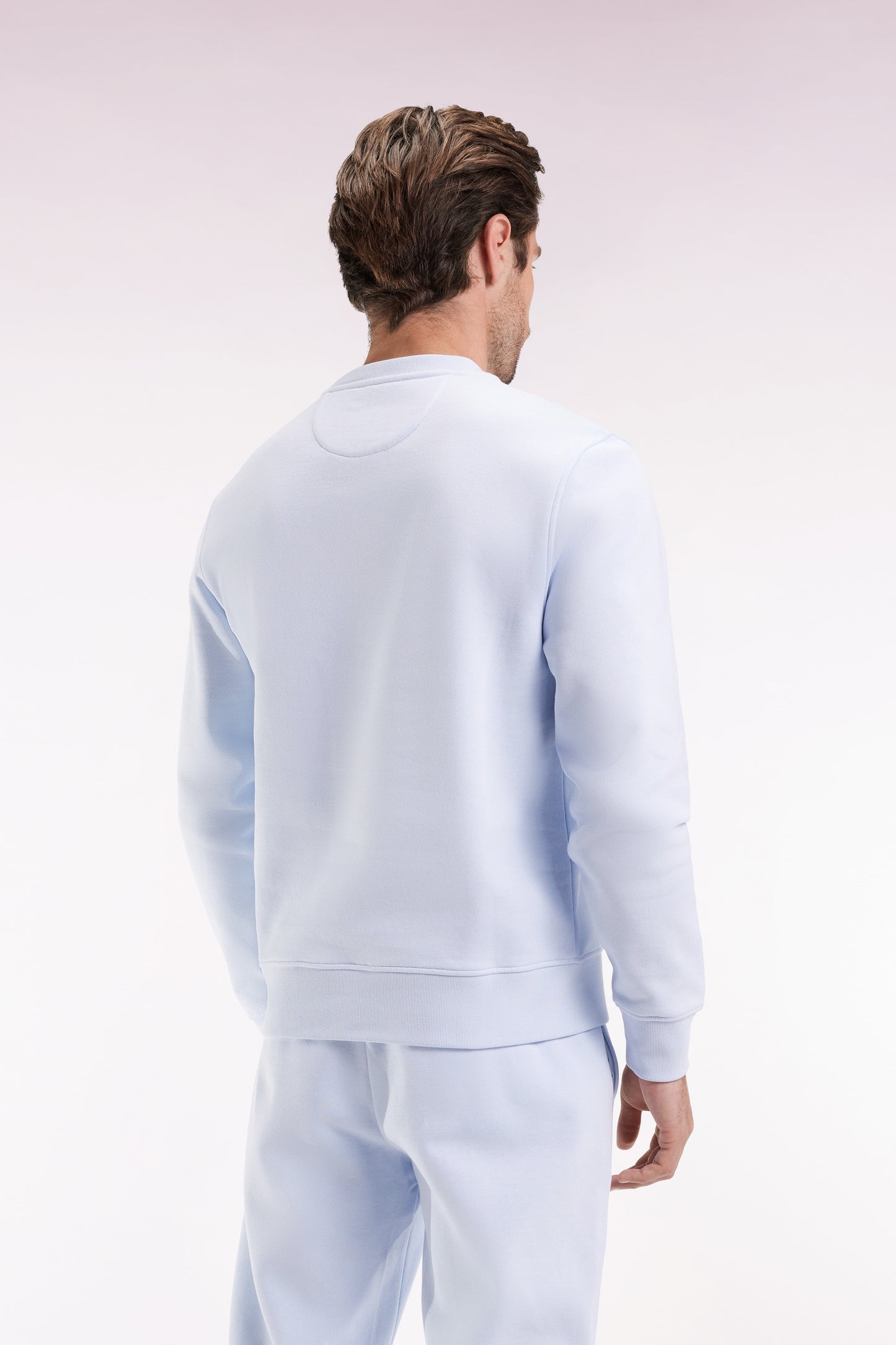 Sky cotton round-neck sweatshirt, straight cut