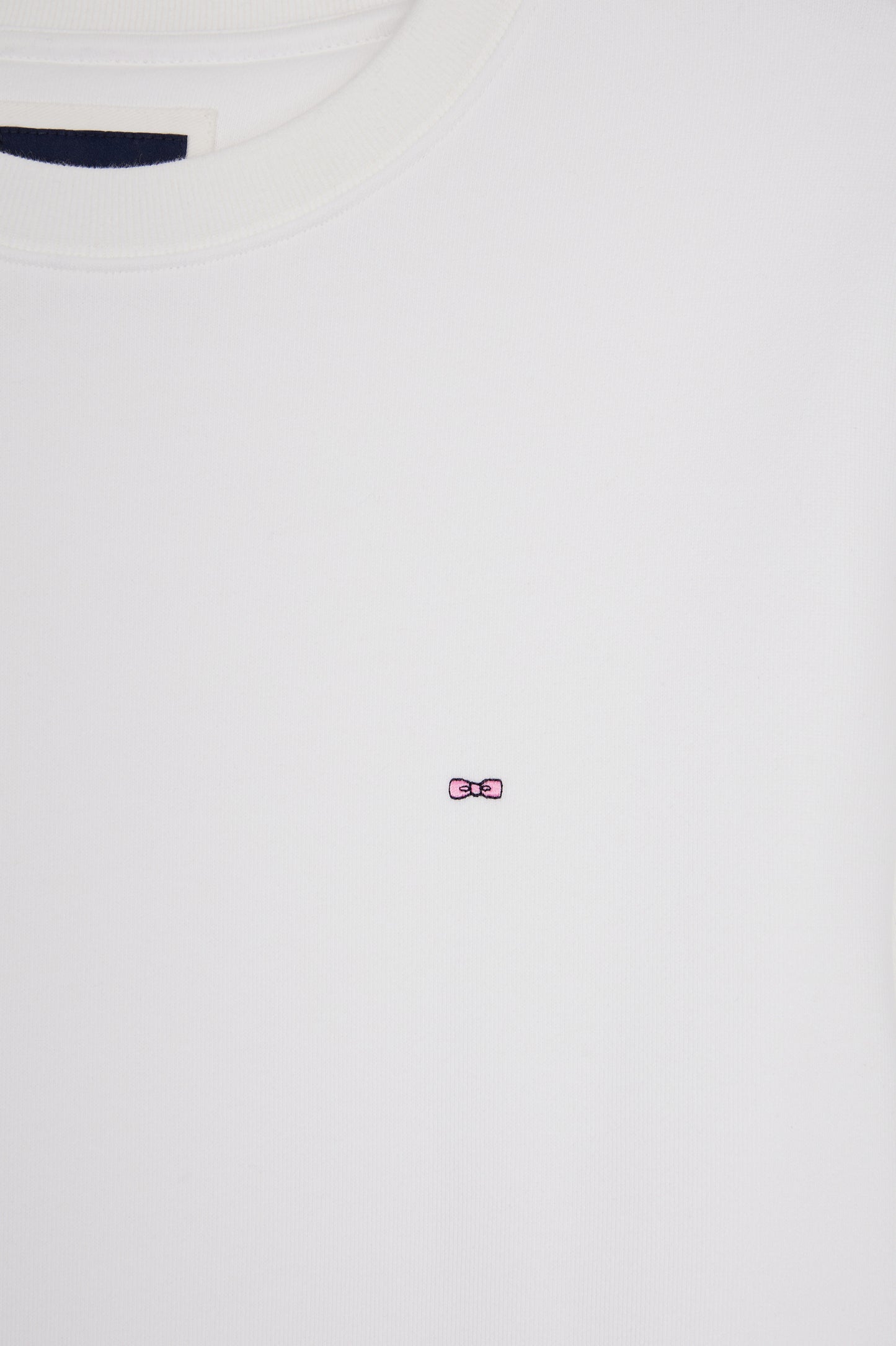 White cotton round-neck sweatshirt, straight cut
